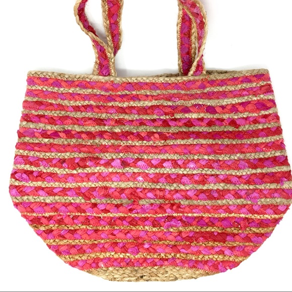The MAIA Jute and Cotton Stripe Beach Tote Bag - Picture 4 of 8